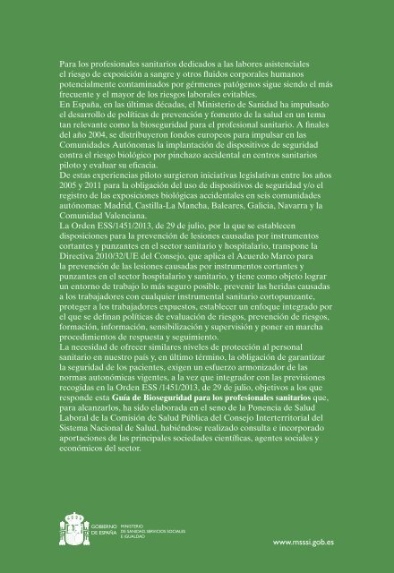 Guía de Bioseguridad para los profesionales sanitarios