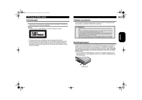 Pioneer CDX-P670 - User manual - danois, norv&eacute;gien, su&eacute;dois