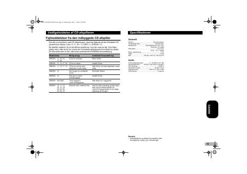 Pioneer CDX-P670 - User manual - danois, norv&eacute;gien, su&eacute;dois