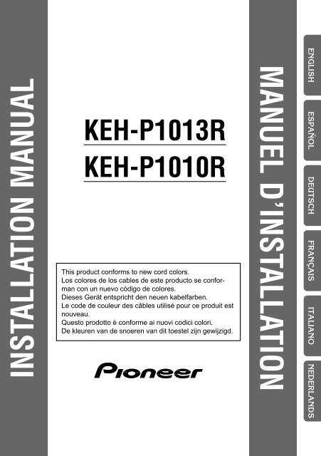 Pioneer KEH-P1010R - Installation manual - allemand, anglais, espagnol, fran&ccedil;ais, italien, n&eacute;erlandais