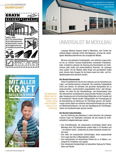 BAUWIRTSCHAFT | B4B Themenmagazin 02.2016