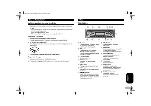 Pioneer DEH-3700MP - User manual - finnois