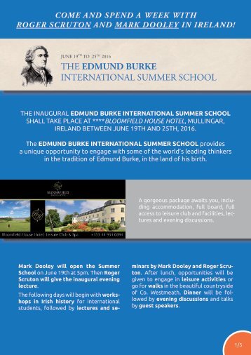 THE EDMUND BURKE INTERNATIONAL SUMMER SCHOOL