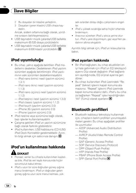 Pioneer DEH-6100BT - User manual - turc