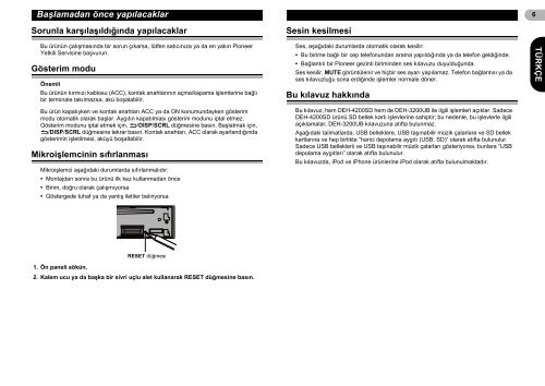 Pioneer DEH-3200UB - User manual - turc