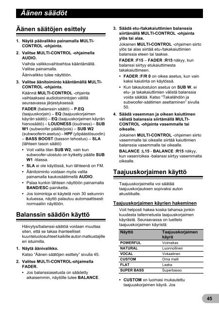 Pioneer DEH-P700BT - User manual - finnois