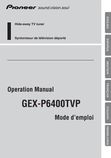 Pioneer GEX-P6400TVP - User manual - allemand, anglais, espagnol, franÃ§ais, italien, nÃ©erlandais