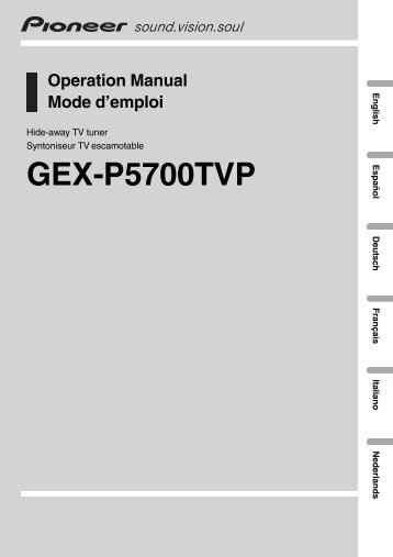 Pioneer GEX-P5700TVP - User manual - allemand, anglais, espagnol, franÃ§ais, italien, nÃ©erlandais