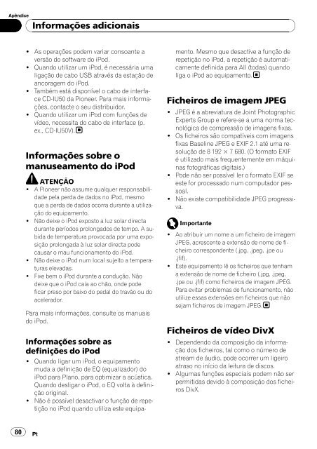 Pioneer DVH-P4100UB - User manual - portugais