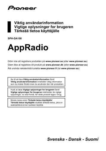 Pioneer SPH-DA100 - User manual - danois, finnois, suÃ©dois