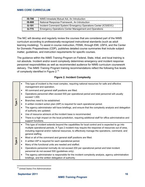 NIMS Training Program - Federal Emergency Management Agency