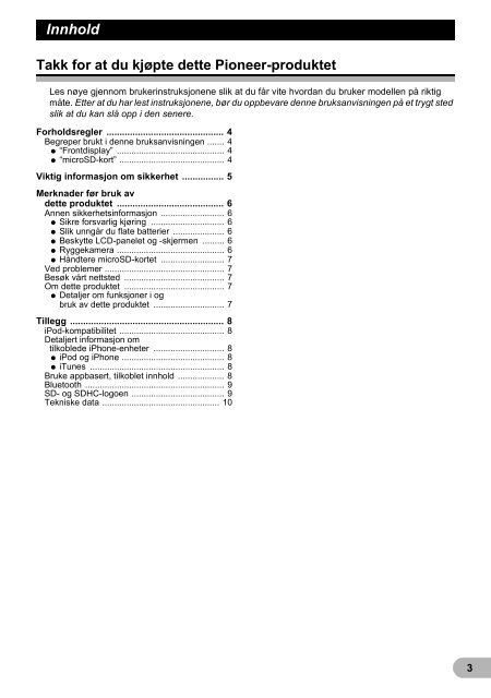 Pioneer SPH-DA01 - Addendum - norv&eacute;gien