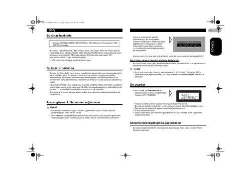 Pioneer AVH-P6400R - User manual - turc