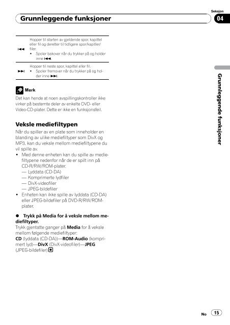 Pioneer AVH-P3100DVD - User manual - norv&eacute;gien