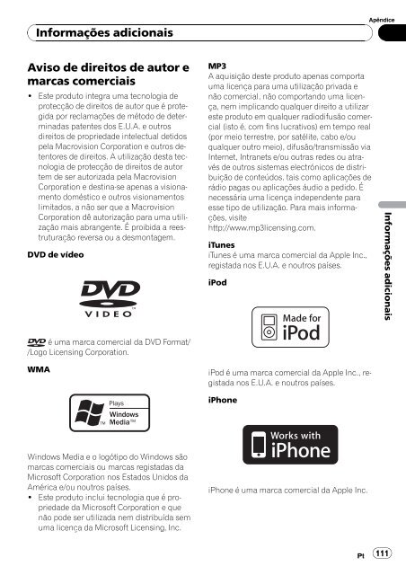 Pioneer AVH-P3100DVD - User manual - portugais