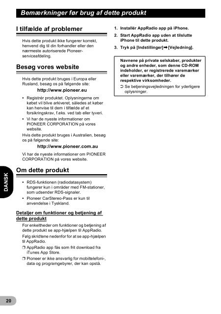 Pioneer SPH-DA02 - User manual - danois, finnois, su&eacute;dois