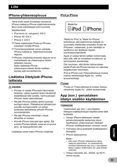 Pioneer SPH-DA02 - User manual - danois, finnois, su&eacute;dois