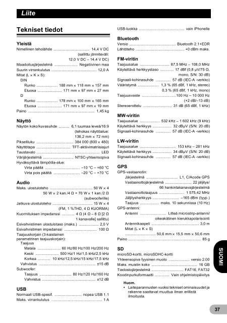 Pioneer SPH-DA02 - User manual - danois, finnois, su&eacute;dois