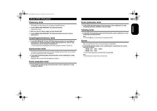 Pioneer DVH-3900MP - User manual - norv&eacute;gien