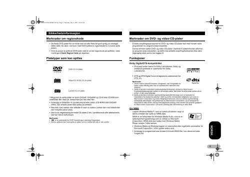 Pioneer DVH-3900MP - User manual - norv&eacute;gien