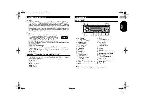 Pioneer DVH-3900MP - User manual - norv&eacute;gien