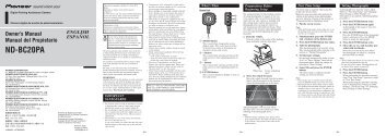 Pioneer ND-BC20PA - User manual - anglais, espagnol