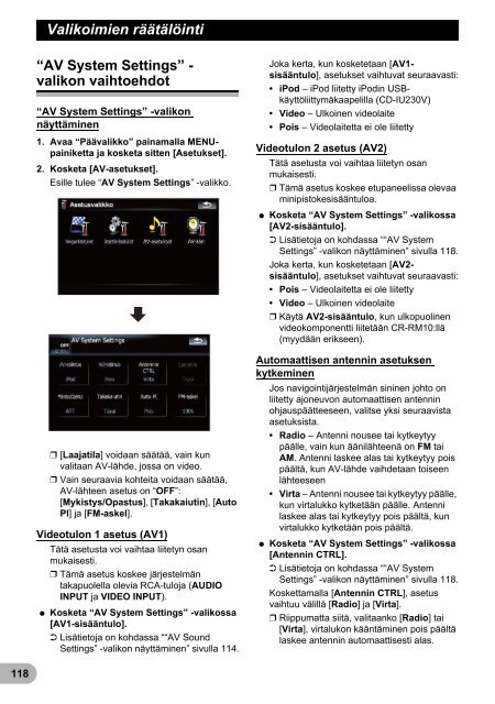 Pioneer AVIC-F910BT - User manual - finnois