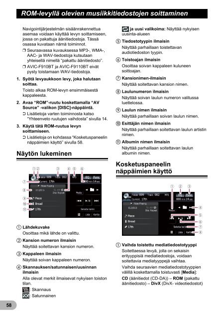 Pioneer AVIC-F910BT - User manual - finnois
