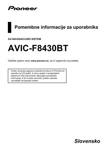 Pioneer AVIC-F8430BT - User manual - slovenian