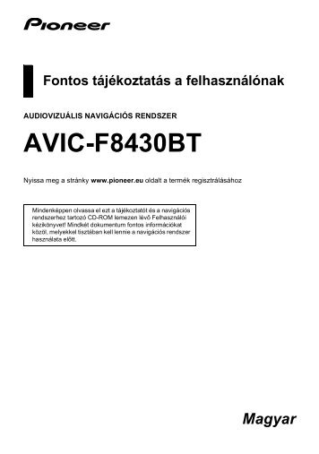 Pioneer AVIC-F8430BT - User manual - hongrois