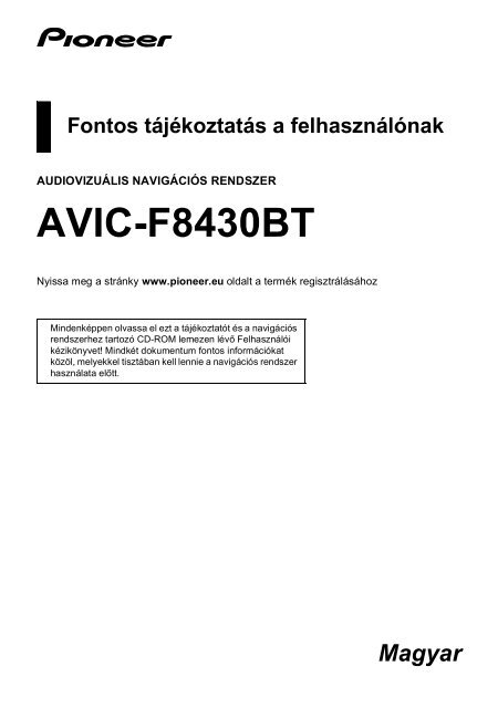 Pioneer AVIC-F8430BT - User manual - hongrois