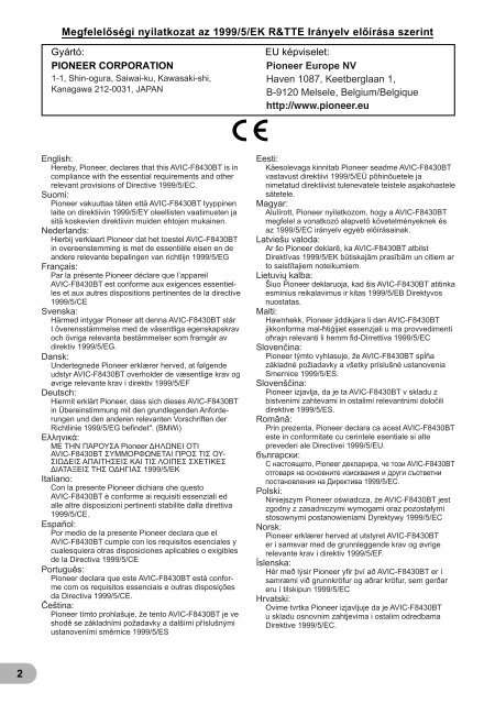 Pioneer AVIC-F8430BT - User manual - hongrois