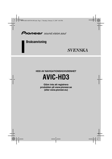 Pioneer AVIC-HD3 (RU) - Software manual - su&eacute;dois