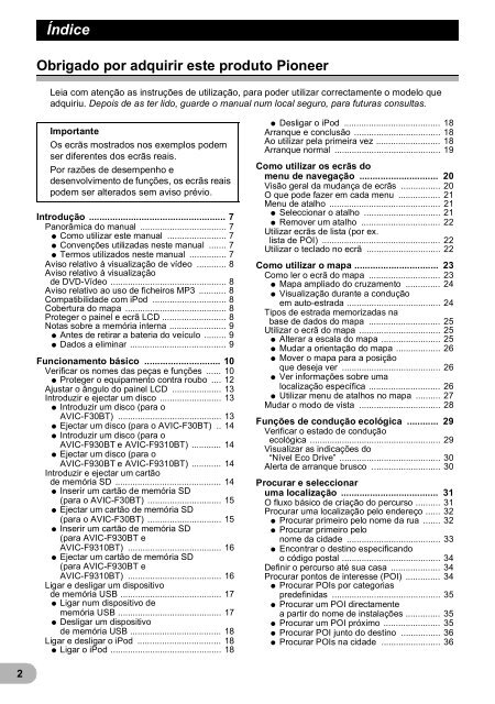 Pioneer AVIC-F9310BT - User manual - portugais