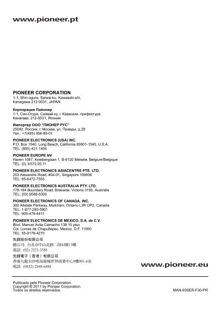 Pioneer AVIC-F9310BT - User manual - portugais