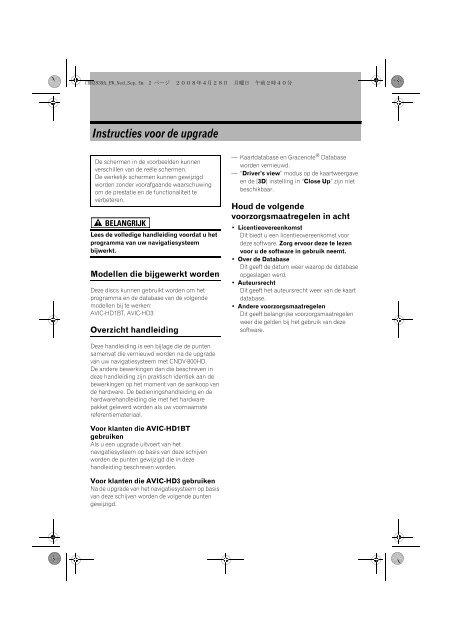 Pioneer CNDV-800HD - User manual - n&eacute;erlandais