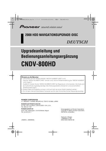 Pioneer CNDV-800HD - User manual - allemand