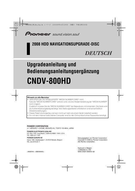 Pioneer CNDV-800HD - User manual - allemand