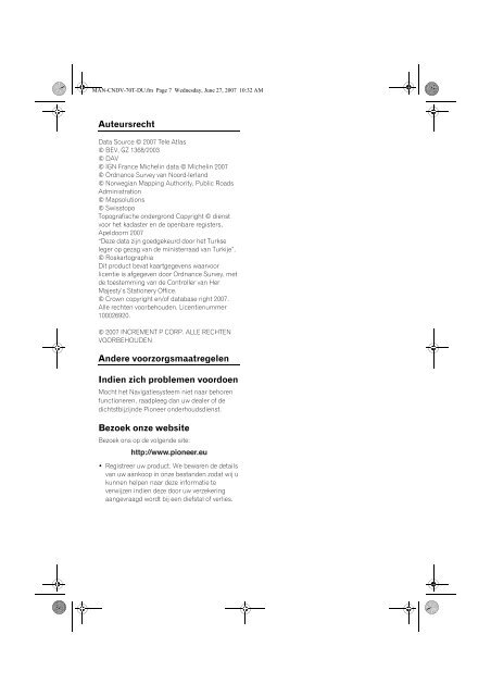 Pioneer CNDV-70T - User manual - n&eacute;erlandais