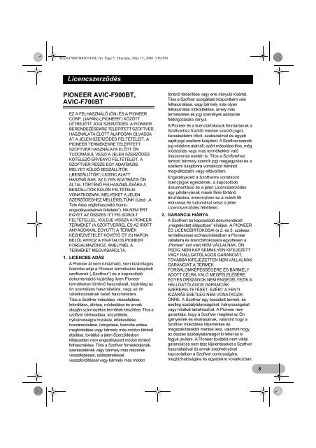 Pioneer AVIC-F900BT - User manual - hongrois