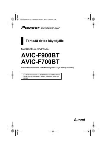 Pioneer AVIC-F900BT - User manual - finnois