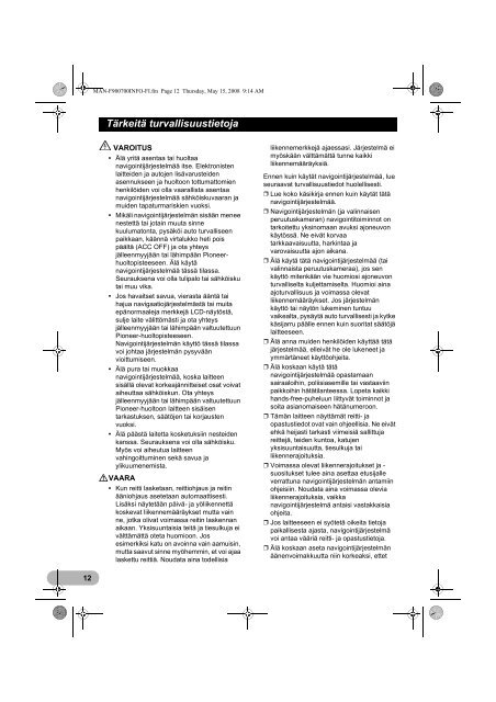 Pioneer AVIC-F900BT - User manual - finnois