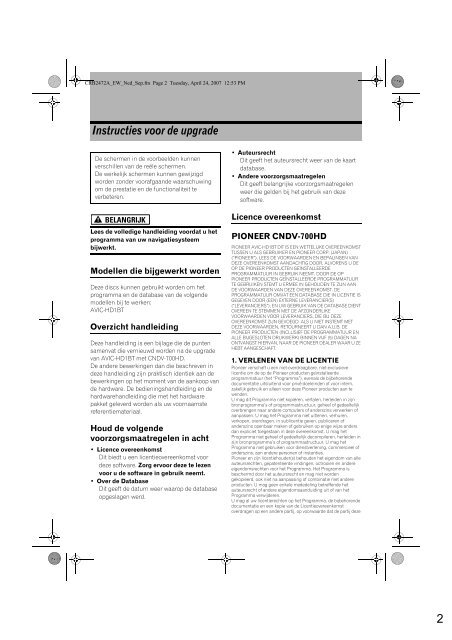 Pioneer CNDV-700HD - User manual - n&eacute;erlandais