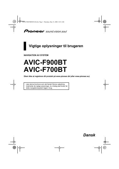 Pioneer AVIC-F900BT - User manual - danois