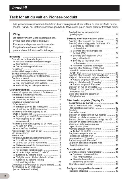 Pioneer AVIC-F900BT - User manual - su&eacute;dois