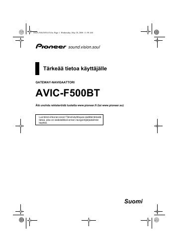 Pioneer AVIC-F500BT - User manual - finnois