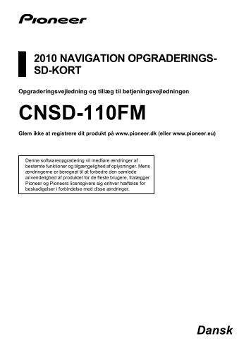 Pioneer CNSD-110FM - Installation manual - danois