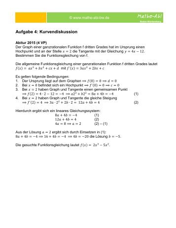 2016_Aufgabe 4; Kurvendiskussion