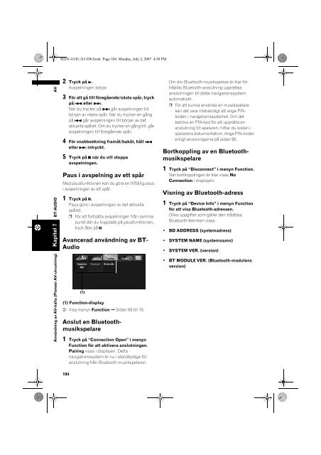 Pioneer AVIC-X3 - User manual - su&eacute;dois