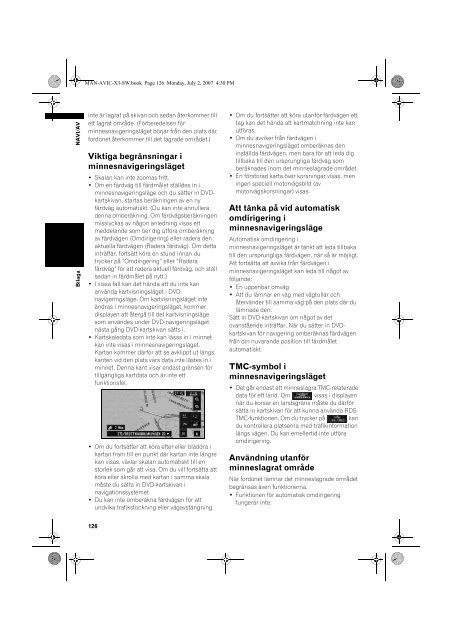 Pioneer AVIC-X3 - User manual - su&eacute;dois